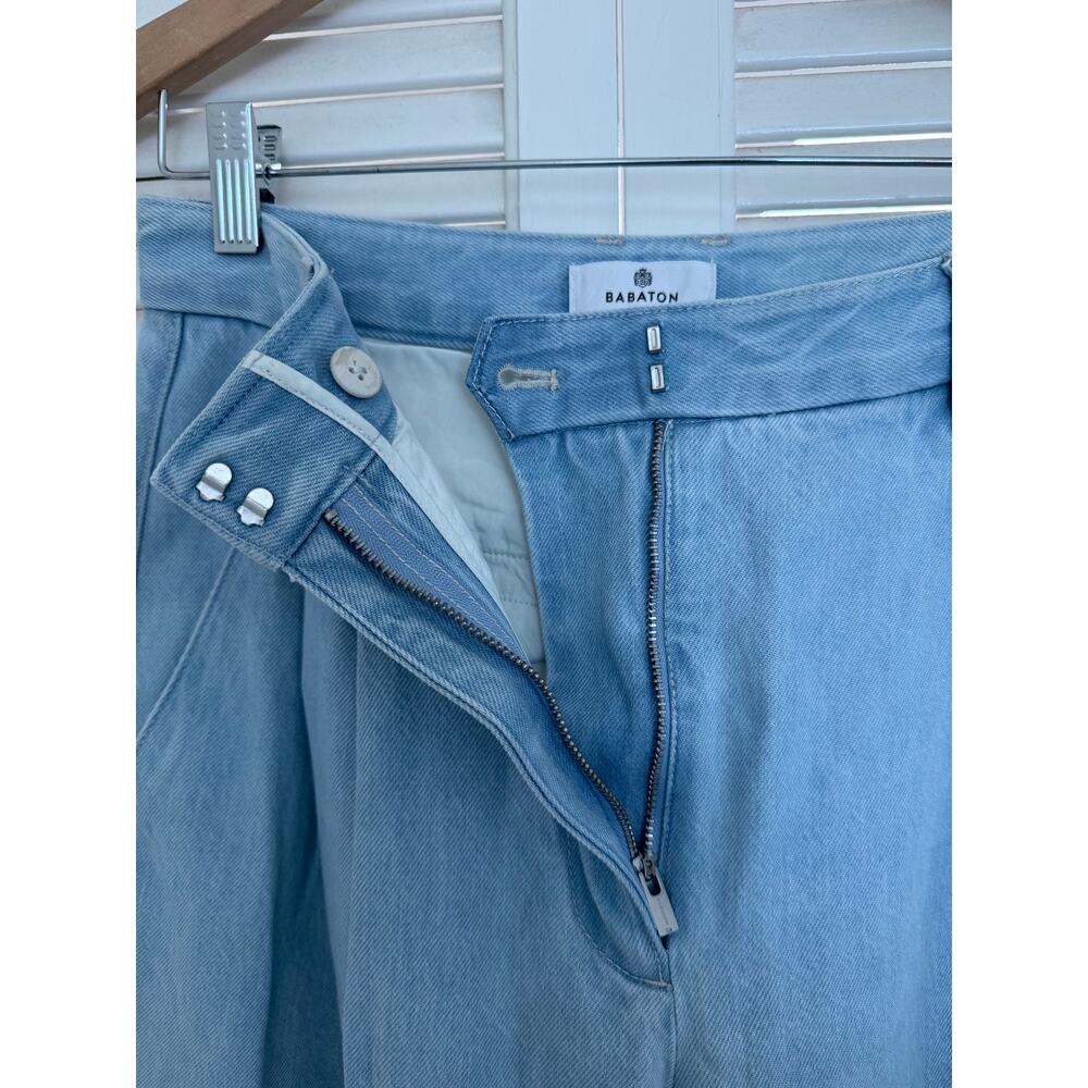 Babaton Artizia Blue Formula Wide Leg Jeans Size 8 Pleated Y2K Modern Minimal - Picture 6 of 9